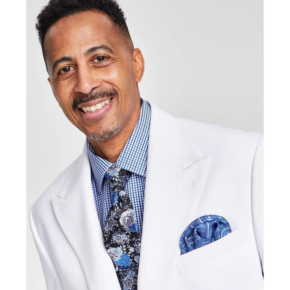$295 NEW TAYION BY MONTEE HOLLAND Mens 48R White Blazer Sport Coat Suit Jacket - Picture 3 of 5